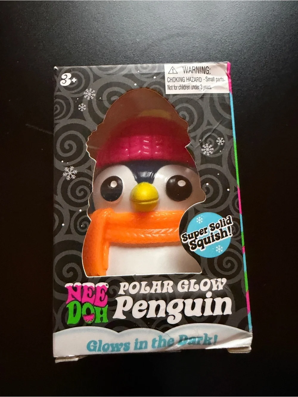 New NeeDoh Schylling Squishmas Polar Glow Squishy Toy Penguin Pink Hat Blue